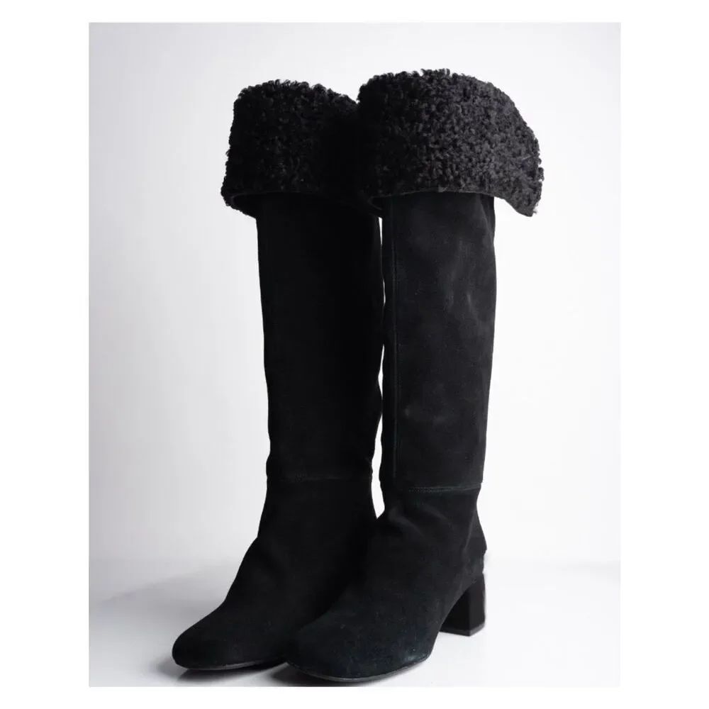 Zara Womens Knee High Boots Fleece Lined Shearling Slouch US 10 EU 41 NWD